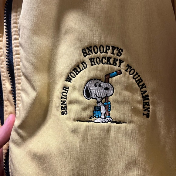 Vintage Sportsmaster USA Polarfleece jacket yellow Snoopy Senior World Hockey - Picture 5 of 14
